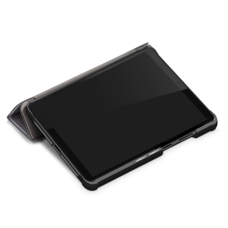 For Lenovo Tab M8 Custer Texture Horizontal Flip Smart TPU Leather Case with Three-folding Holder(Grey)