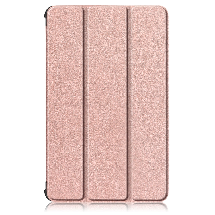 For Lenovo Tab M8 Custer Texture Horizontal Flip Smart TPU Leather Case with Three-folding Holder(Rose Gold)