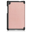 For Lenovo Tab M8 Custer Texture Horizontal Flip Smart TPU Leather Case with Three-folding Holder(Rose Gold)
