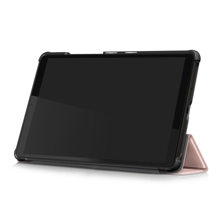For Lenovo Tab M8 Custer Texture Horizontal Flip Smart TPU Leather Case with Three-folding Holder(Rose Gold)