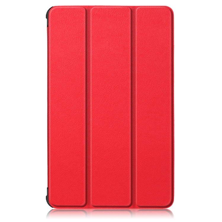 For Lenovo Tab M8 Custer Texture Horizontal Flip Smart TPU Leather Case with Three-folding Holder(Red)