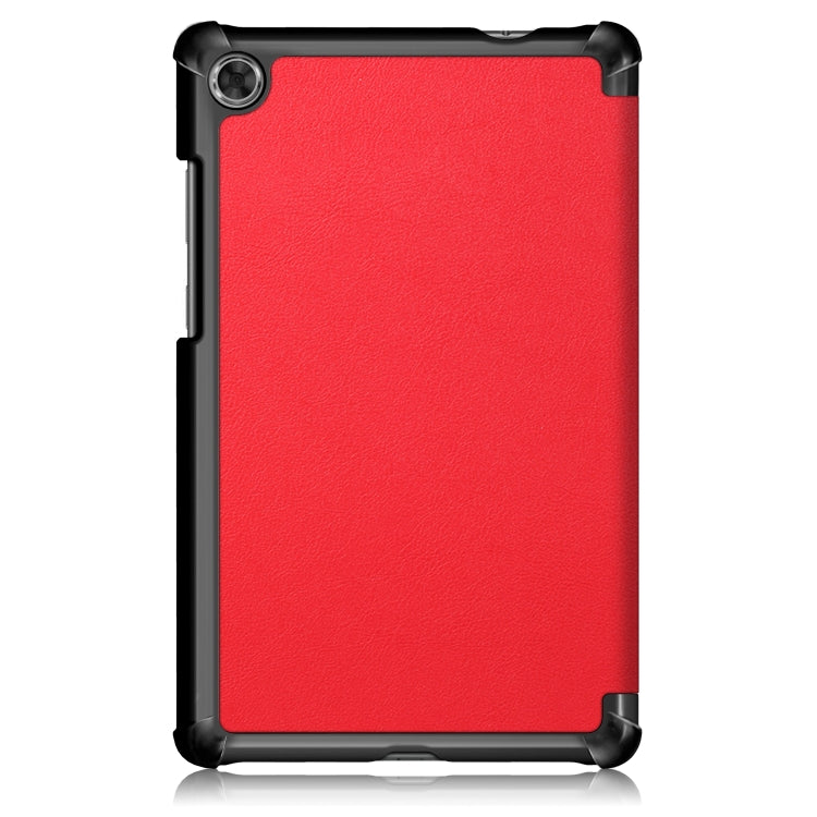 For Lenovo Tab M8 Custer Texture Horizontal Flip Smart TPU Leather Case with Three-folding Holder(Red)