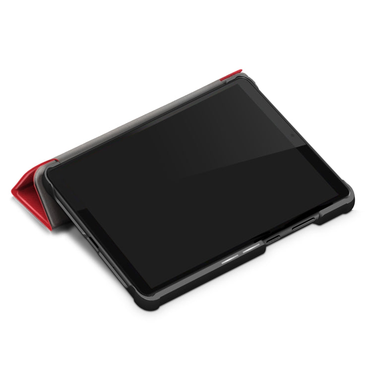 For Lenovo Tab M8 Custer Texture Horizontal Flip Smart TPU Leather Case with Three-folding Holder(Red)