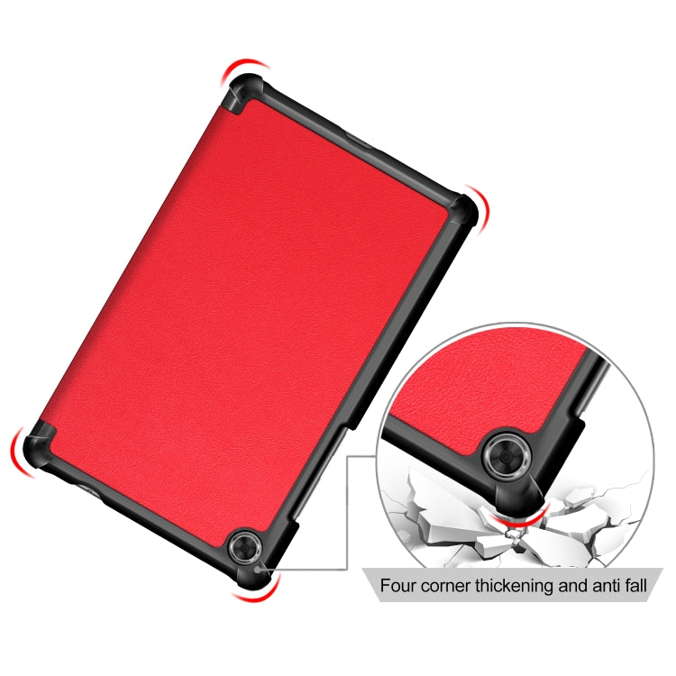For Lenovo Tab M8 Custer Texture Horizontal Flip Smart TPU Leather Case with Three-folding Holder(Red)