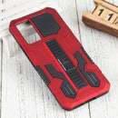 For vivo V21 Vanguard Warrior All Inclusive Double-color Shockproof TPU + PC Phone Case with Holder(Red)
