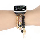 Pearl Strap Watch Band For Apple Watch Series 7 45mm / 6&SE&5&4 44mm / 3&2&1 42mm(Black)