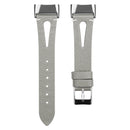 For Fitbit Charge 5 FC5-18 Pointed Tail Leather Strap Watch Band(Grey)