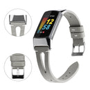 For Fitbit Charge 5 FC5-18 Pointed Tail Leather Strap Watch Band(Grey)