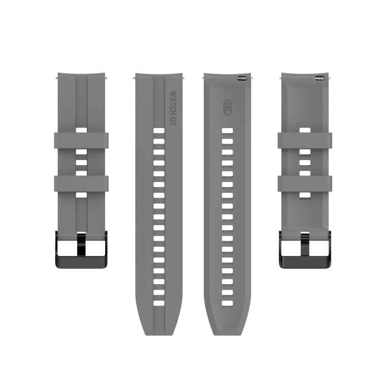 For Huawei Watch GT 3 46mm/GT Runner 22mm Silicone Black Buckle Watch Band(Grey)