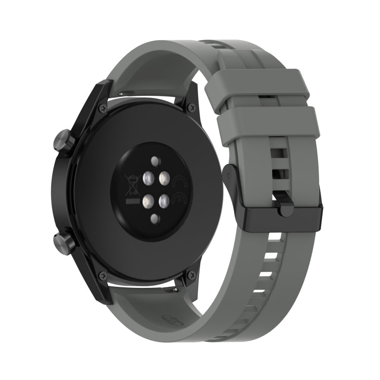 For Huawei Watch GT 3 46mm/GT Runner 22mm Silicone Black Buckle Watch Band(Grey)