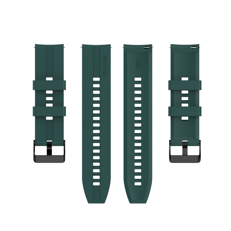 For Huawei Watch GT 3 46mm/GT Runner 22mm Silicone Black Buckle Watch Band(Dark Green)