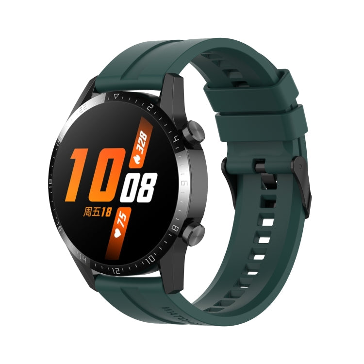 For Huawei Watch GT 3 46mm/GT Runner 22mm Silicone Black Buckle Watch Band(Dark Green)