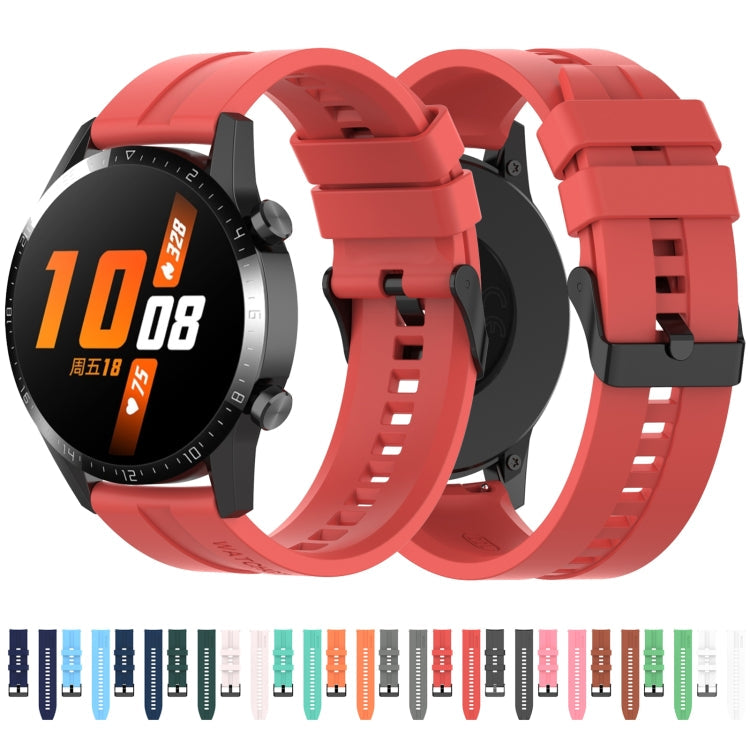 For Huawei Watch GT 3 46mm/GT Runner 22mm Silicone Black Buckle Watch Band(Vitality Orange)