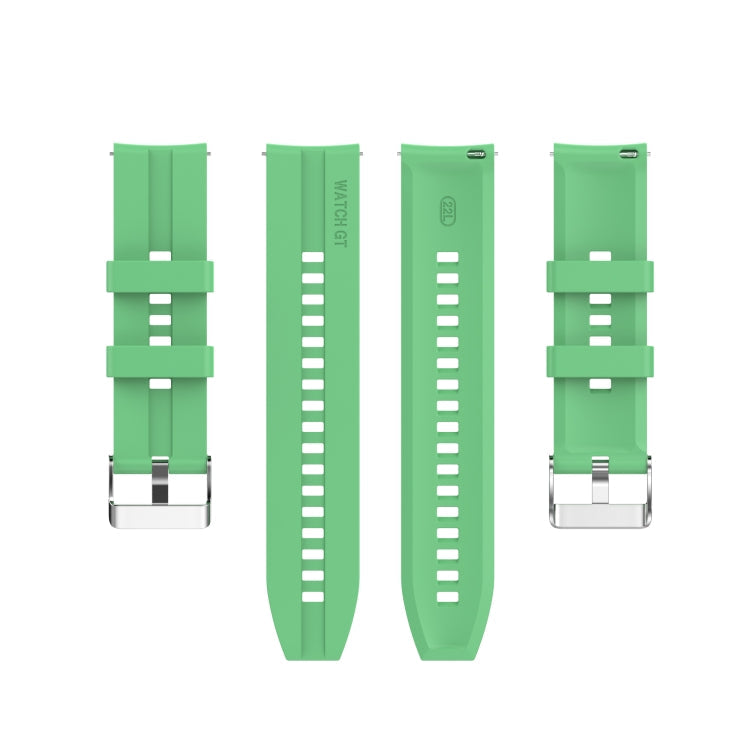 For Huawei Watch GT 3 46mm/GT 22mm Runner Silicone Silver Buckle Watch Band(Mint Green)