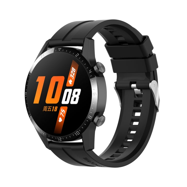 For Huawei Watch GT 3 46mm/GT 22mm Runner Silicone Silver Buckle Watch Band(Black)