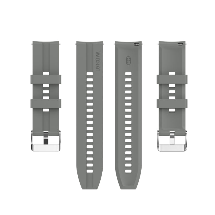 For Huawei Watch GT 3 46mm/GT 22mm Runner Silicone Silver Buckle Watch Band(Grey)