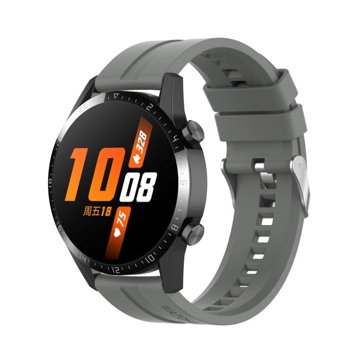 For Huawei Watch GT 3 46mm/GT 22mm Runner Silicone Silver Buckle Watch Band(Grey)