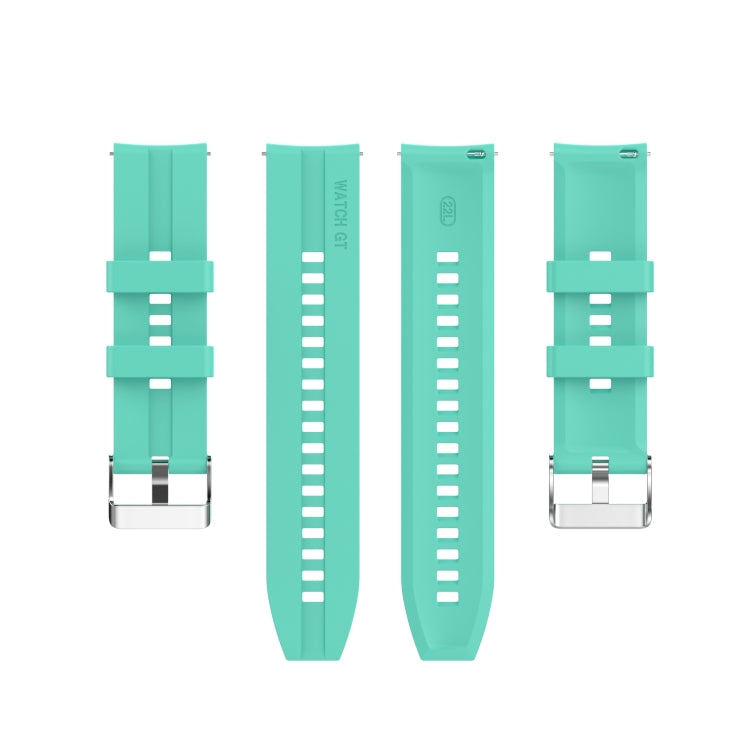 For Huawei Watch GT 3 46mm/GT 22mm Runner Silicone Silver Buckle Watch Band(Aurora Blue)