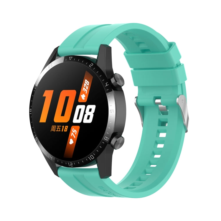 For Huawei Watch GT 3 46mm/GT 22mm Runner Silicone Silver Buckle Watch Band(Aurora Blue)