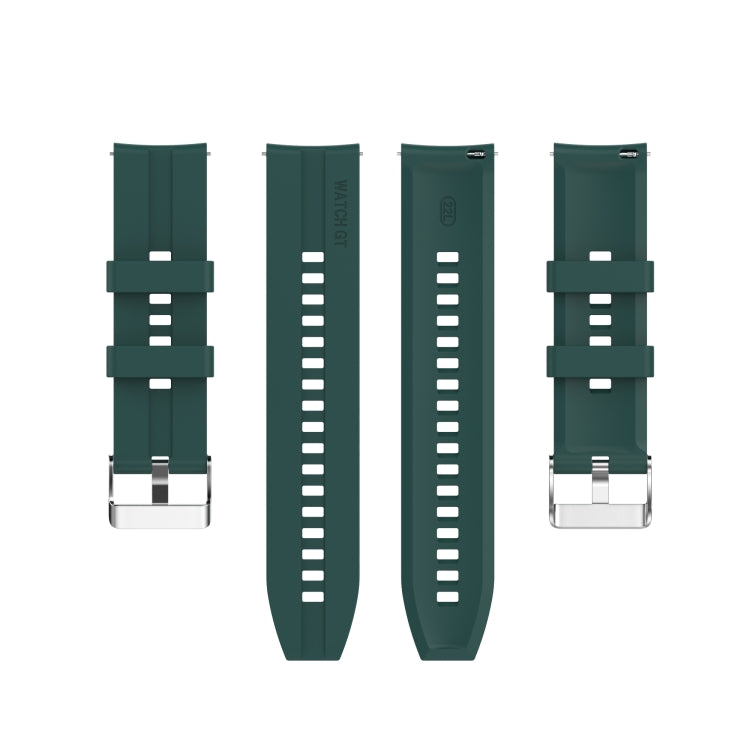 For Huawei Watch GT 3 46mm/GT 22mm Runner Silicone Silver Buckle Watch Band(Dark Green)