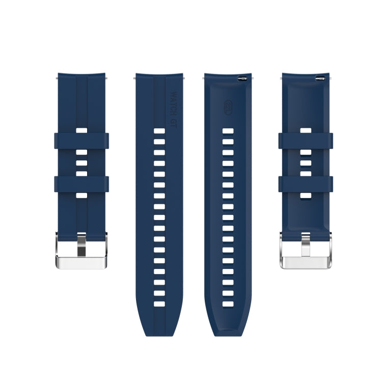 For Huawei Watch GT 3 46mm/GT 22mm Runner Silicone Silver Buckle Watch Band(Dark Blue)
