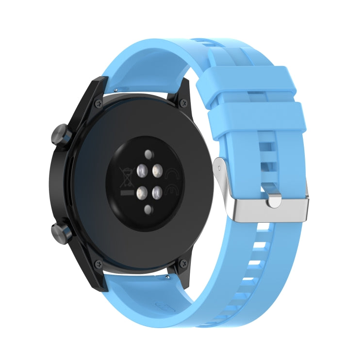 For Huawei Watch GT 3 42mm 20mm Silicone Silver Buckle Watch Band(Sky Blue)