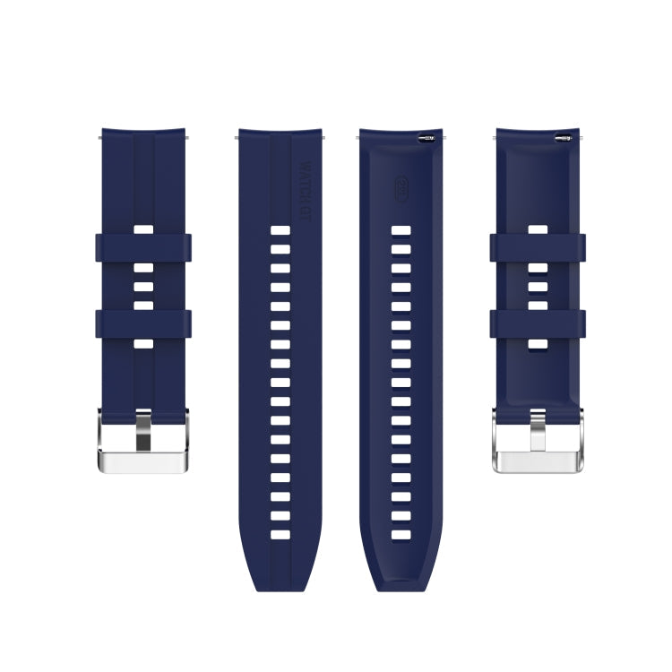 For Huawei Watch GT 3 42mm 20mm Silicone Silver Buckle Watch Band(Midnight Blue)