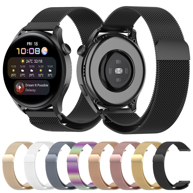 For Huawei Watch GT 3 46mm/GT Runner 22mm Milan Metal Watch Band(Black)