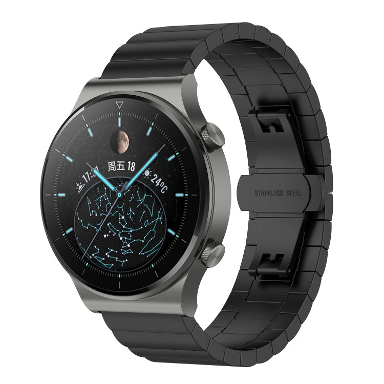 For Huawei Watch GT 3 46mm/GT Runner 22mm One-bead Steel Watch Band(Black)