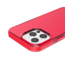 Grid Pattern Shockproof Transparent TPU Phone Case For iPhone 13 Pro Max(Red)
