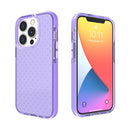 Grid Pattern Shockproof Transparent TPU Phone Case For iPhone 13 Pro(Purple)