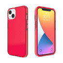 Grid Pattern Shockproof Transparent TPU Phone Case For iPhone 13(Red)