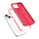 Grid Pattern Shockproof Transparent TPU Phone Case For iPhone 13(Red)