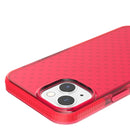 Grid Pattern Shockproof Transparent TPU Phone Case For iPhone 13(Red)