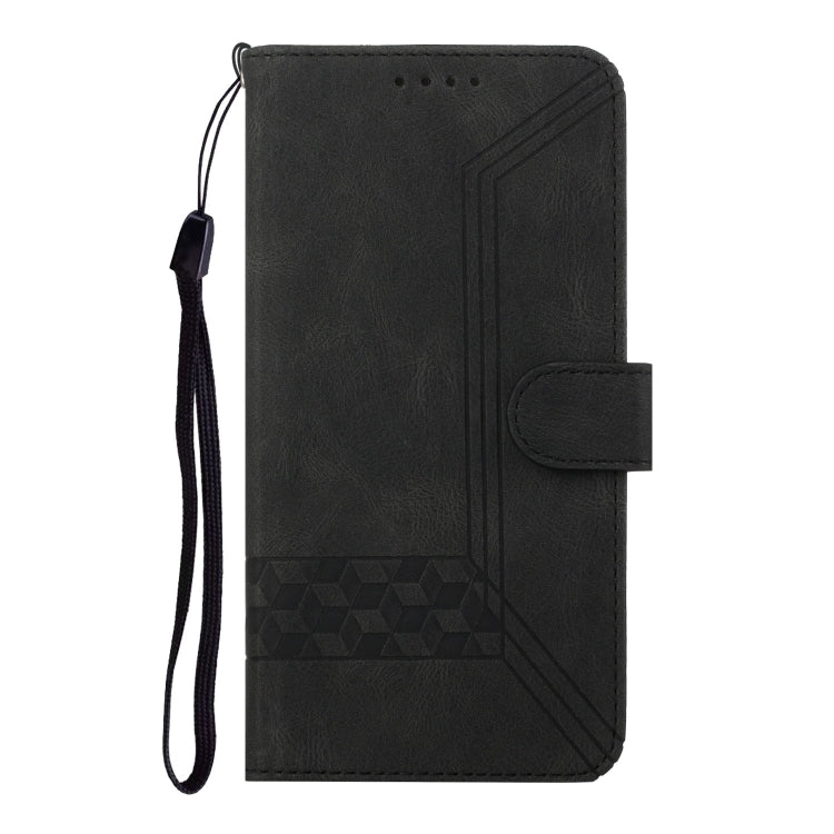 Cubic Skin Feel Flip Leather Phone Case For OnePlus 8 Pro(Black)