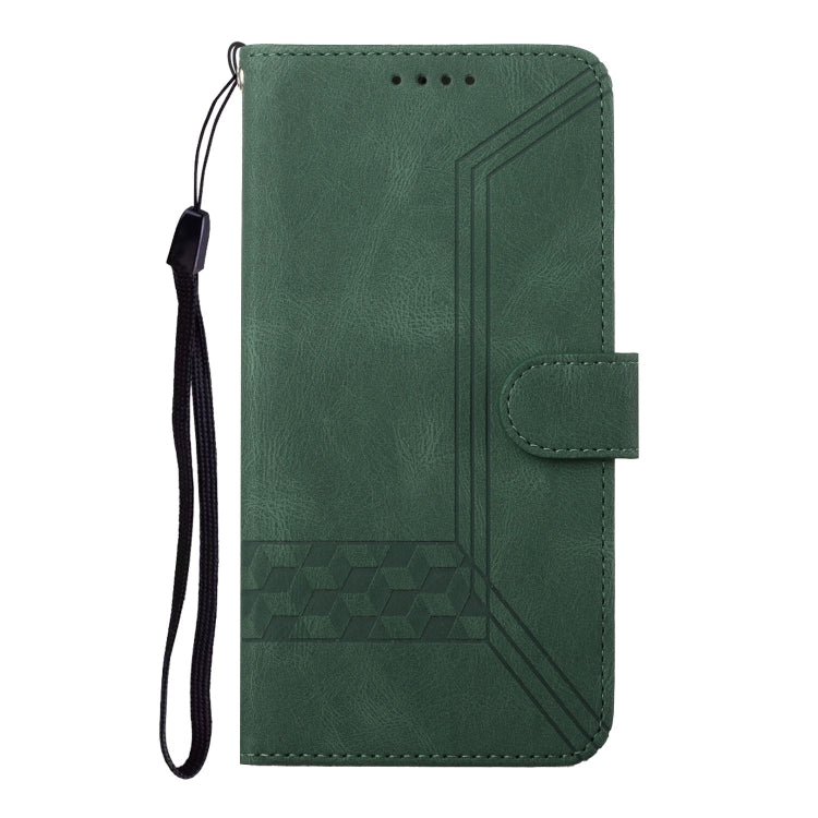 Cubic Skin Feel Flip Leather Phone Case For OnePlus 8 Pro(Green)