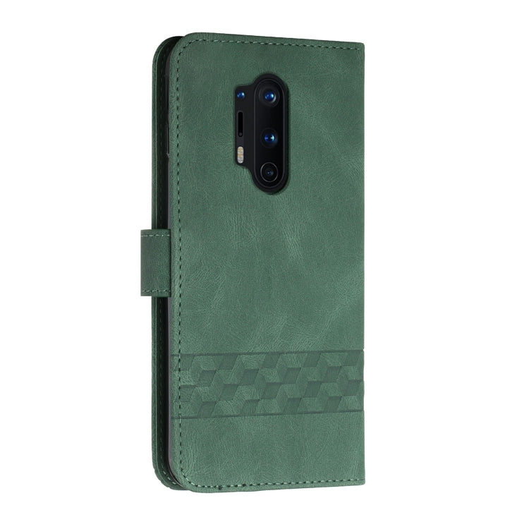Cubic Skin Feel Flip Leather Phone Case For OnePlus 8 Pro(Green)
