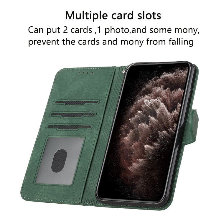 Cubic Skin Feel Flip Leather Phone Case For OnePlus 8 Pro(Green)