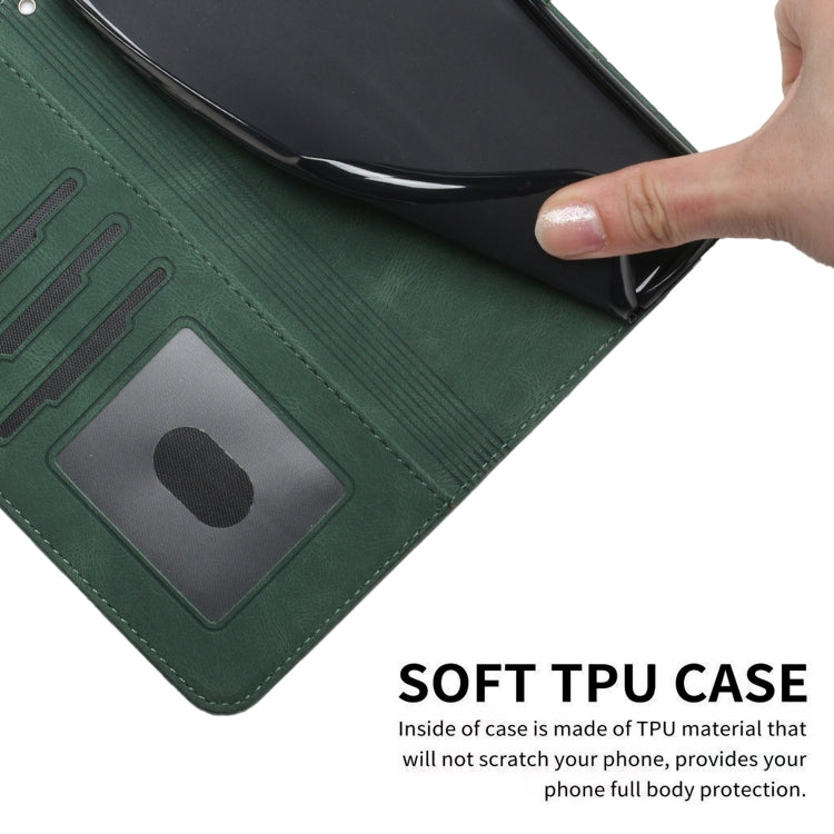 Cubic Skin Feel Flip Leather Phone Case For OnePlus 8 Pro(Green)