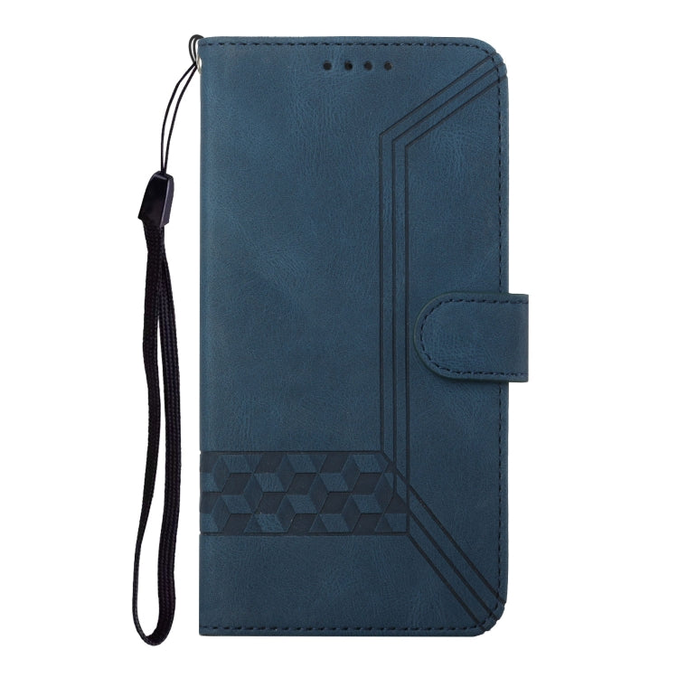 Cubic Skin Feel Flip Leather Phone Case For OnePlus 8 Pro(Blue)