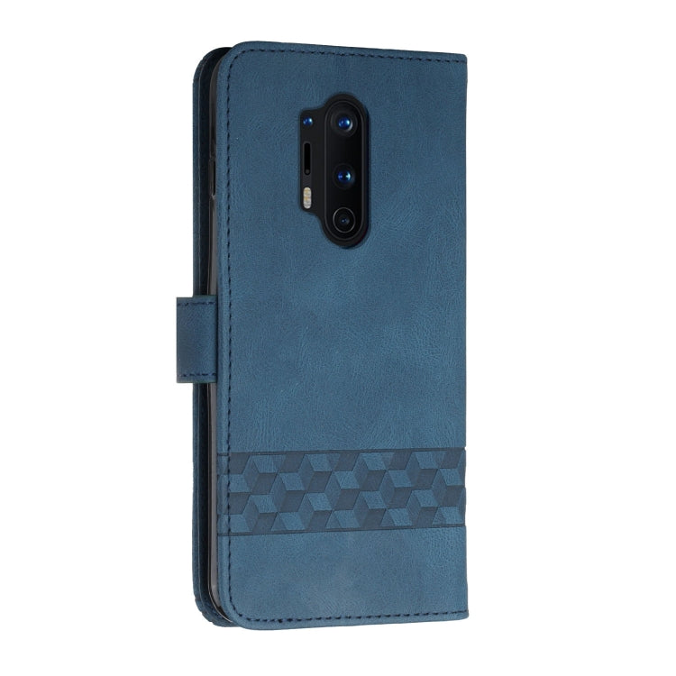 Cubic Skin Feel Flip Leather Phone Case For OnePlus 8 Pro(Blue)