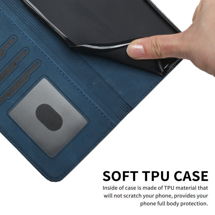 Cubic Skin Feel Flip Leather Phone Case For OnePlus 8 Pro(Blue)