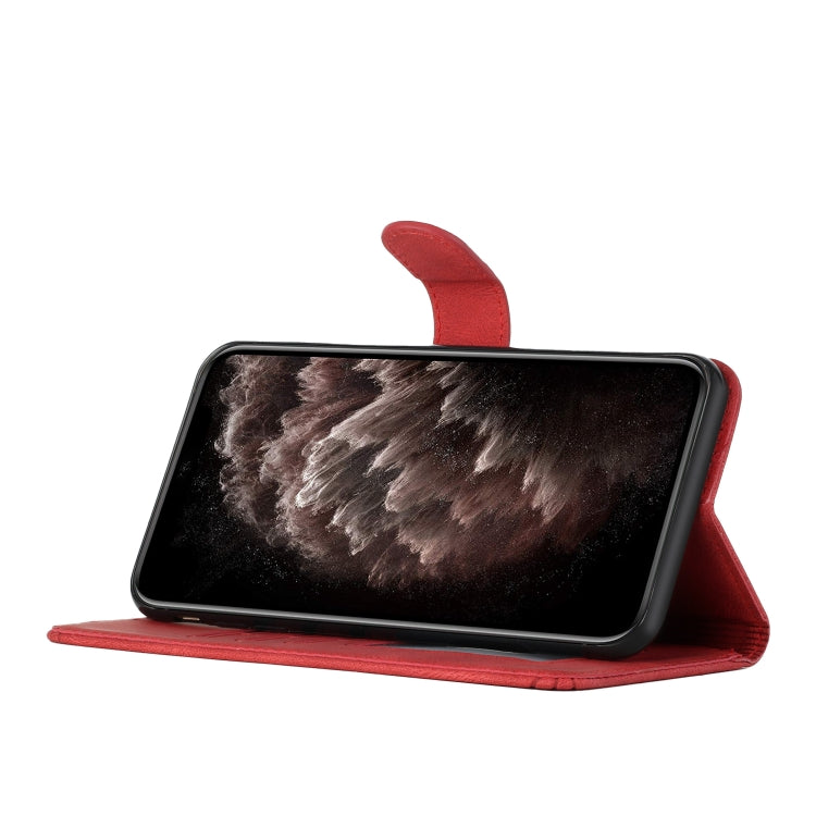 Cubic Skin Feel Flip Leather Phone Case For OnePlus 8 Pro(Red)