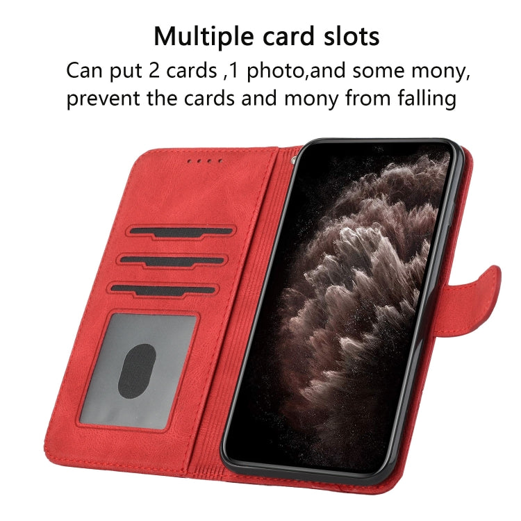 Cubic Skin Feel Flip Leather Phone Case For OnePlus 8 Pro(Red)