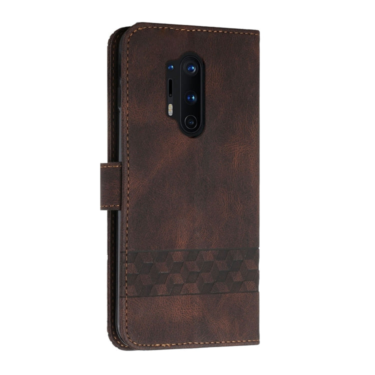 Cubic Skin Feel Flip Leather Phone Case For OnePlus 8 Pro(Brown)