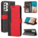 For Samsung Galaxy A53 5G Stitching-Color Flip Leather Phone Case with Holder(Red)
