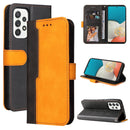 For Samsung Galaxy A53 5G Stitching-Color Flip Leather Phone Case with Holder(Orange)