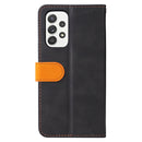 For Samsung Galaxy A53 5G Stitching-Color Flip Leather Phone Case with Holder(Orange)
