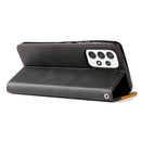For Samsung Galaxy A53 5G Stitching-Color Flip Leather Phone Case with Holder(Orange)