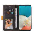 For Samsung Galaxy A53 5G Stitching-Color Flip Leather Phone Case with Holder(Orange)